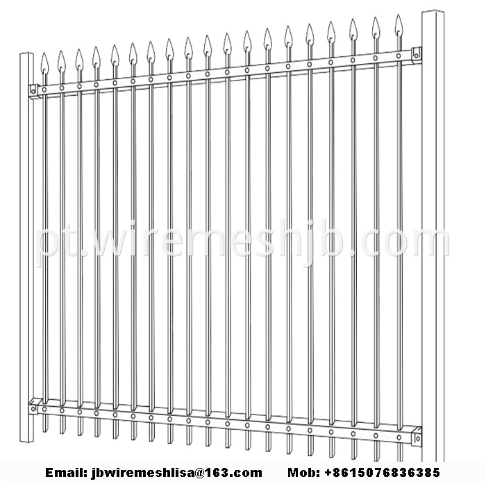 Black Zinc Steel Wrought Iron Fence